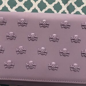 New Betsey Johnson Skull studded crossbody Clutch bag Lilac